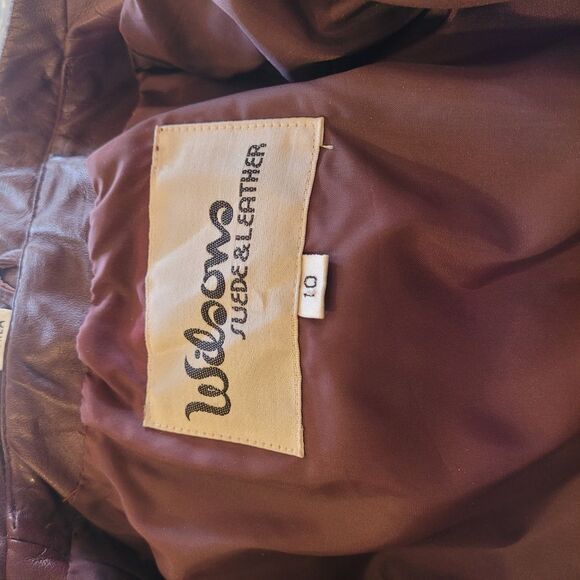 Wilson Burgundy Leather Blazer with Notched Lapels - Picture 6 of 7